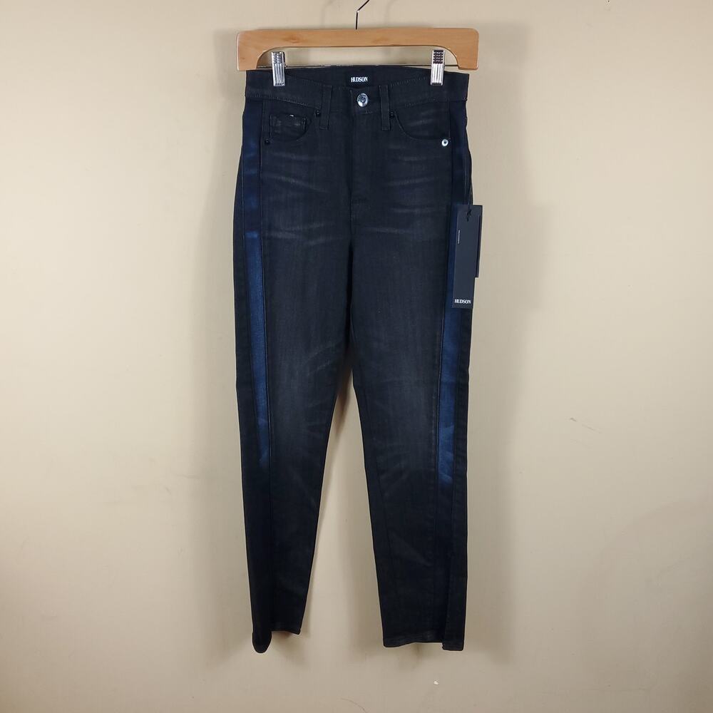 Hudson High Rise Zoeey Straight Crop W/ Inset Jeans in Other Side Sz 25
